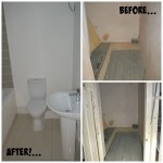 Before and after shots of newly fitted bathroom.